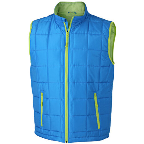 Men’s Padded Light Weight Vest , James Nicholson, aqua/lime-grün, 100% Polyester, L, , Bild 1