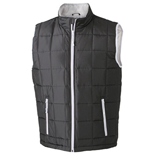 Men’s Padded Light Weight Vest , James Nicholson, schwarz/silver, 100% Polyester, L, , Bild 1