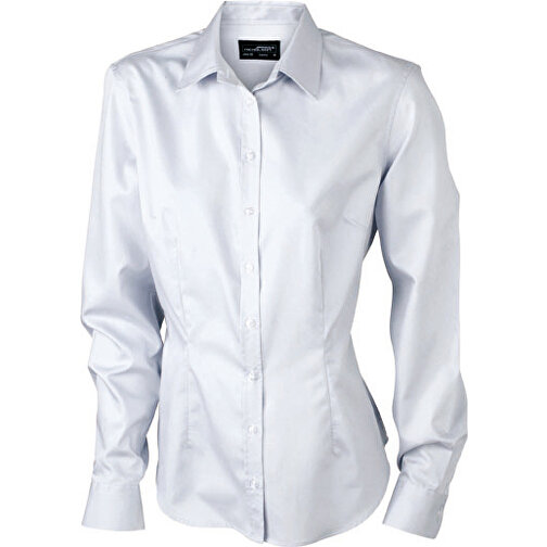 Ladies’ Long-Sleeved Blouse , James Nicholson, weiß, 100% Baumwolle, XL, , Bild 1