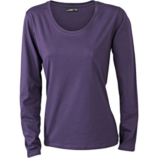 Ladies’ Shirt Long-Sleeved Medium , James Nicholson, aubergine, 100% Baumwolle, ringgesponnen, XL, , Bild 1