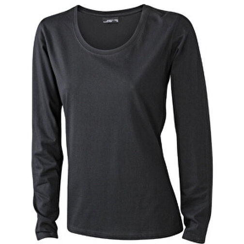 Ladies’ Shirt Long-Sleeved Medium , James Nicholson, schwarz, 100% Baumwolle, ringgesponnen, M, , Bild 1