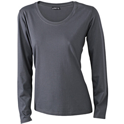 Ladies’ Shirt Long-Sleeved Medium , James Nicholson, graphite, 100% Baumwolle, ringgesponnen, S, , Bild 1