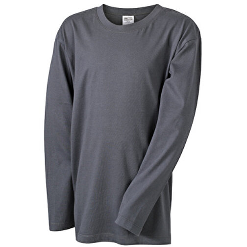 Junior Shirt Long-Sleeved Medium , James Nicholson, graphite, 100% Baumwolle, ringgesponnen, XS (98/104), , Bild 1