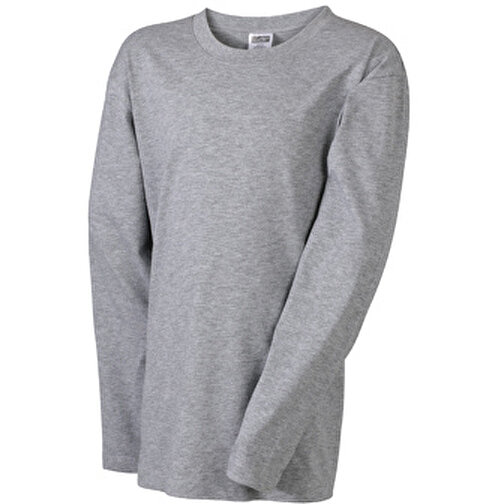 Junior Shirt Long-Sleeved Medium , James Nicholson, grau-heather, 100% Baumwolle, ringgesponnen, M (122/128), , Bild 1