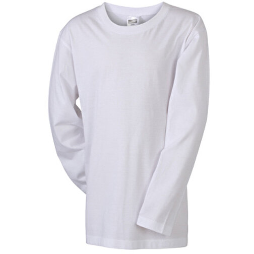 Junior Shirt Long-Sleeved Medium , James Nicholson, weiß, 100% Baumwolle, ringgesponnen, M (122/128), , Bild 1