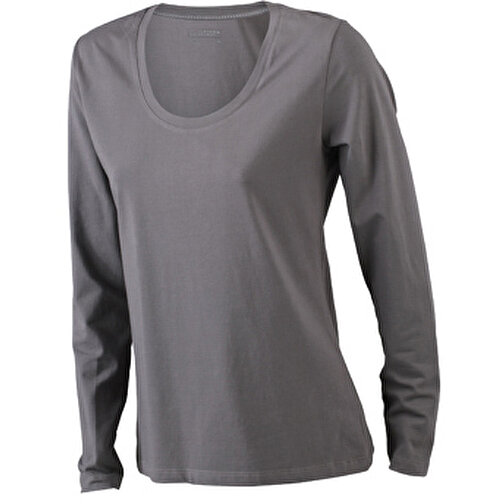 Ladies’ Stretch Shirt Long-Sleeved , James Nicholson, charcoal, 95% Baumwolle, gekämmt, ringgesponnen, 5% Elasthan, XXL, , Bild 1