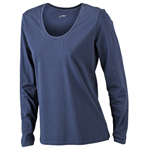 Ladies’ Stretch Shirt Long-Sleeved , James Nicholson, navy, 95% Baumwolle, gekämmt, ringgesponnen, 5% Elasthan, XL, , Bild 1