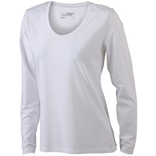 Ladies’ Stretch Shirt Long-Sleeved , James Nicholson, weiss, 95% Baumwolle, gekämmt, ringgesponnen, 5% Elasthan, S, , Bild 1