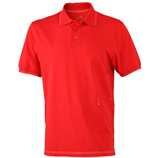 Men’s Elastic Polo , James Nicholson, rot/weiß, 95% Baumwolle, 5% Elasthan, XL, , Bild 1