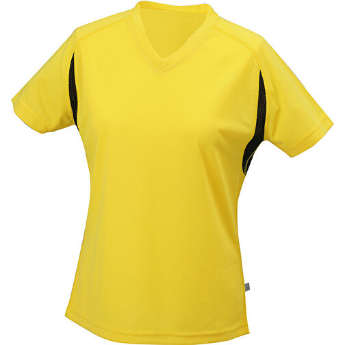 Ladies’ Running-T , James Nicholson, gelb/schwarz, 100% Polyester, XS, , Bild 1