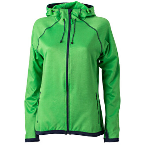 Ladies’ Hooded Fleece , James Nicholson, grün/navy, 92% Polyester, 8% Elasthan, XL, , Bild 1