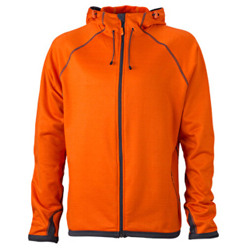 Men’s Hooded Fleece , James Nicholson, dark-orange/carbon, 92% Polyester, 8% Elasthan, L, , Bild 1
