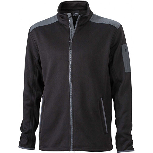 Men’s Knitted Fleece Jacket , James Nicholson, schwarz/carbon, 100% Polyester, M, , Bild 1