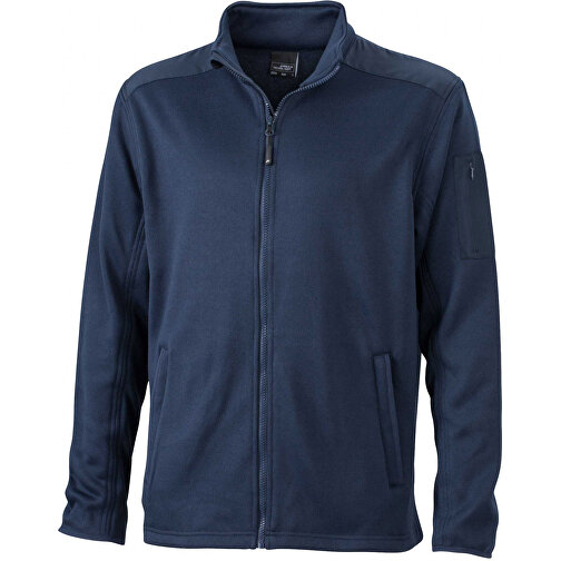 Men’s Knitted Fleece Jacket , James Nicholson, navy/navy, 100% Polyester, XXL, , Bild 1