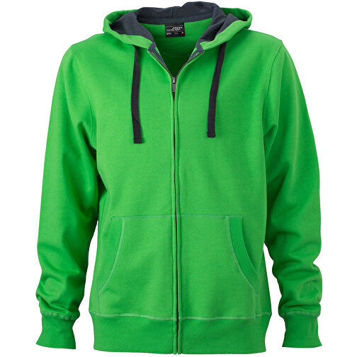 Men’s Hooded Jacket , James Nicholson, grün/carbon, 80% Baumwolle, gekämmt, 20% Polyester, L, , Bild 1