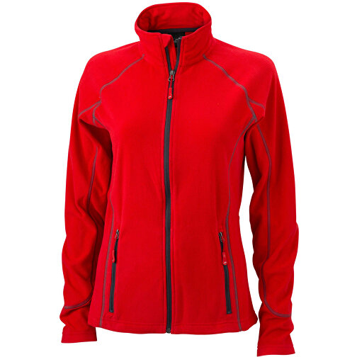 Ladies’ Structure Fleece Jacket , James Nicholson, rot/carbon, 100% Polyester, L, , Bild 1