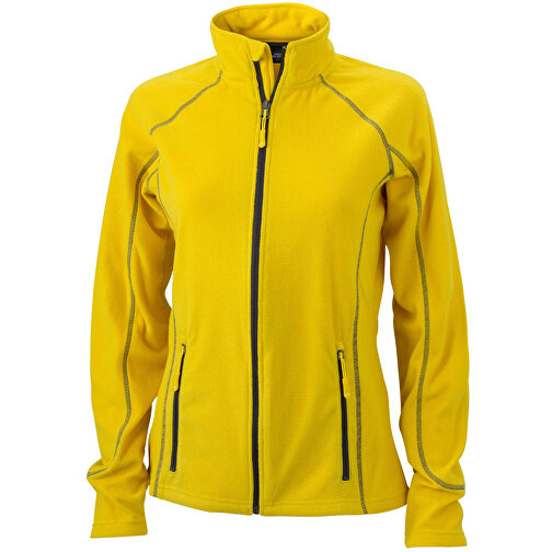 Ladies’ Structure Fleece Jacket , James Nicholson, gelb/carbon, 100% Polyester, S, , Bild 1