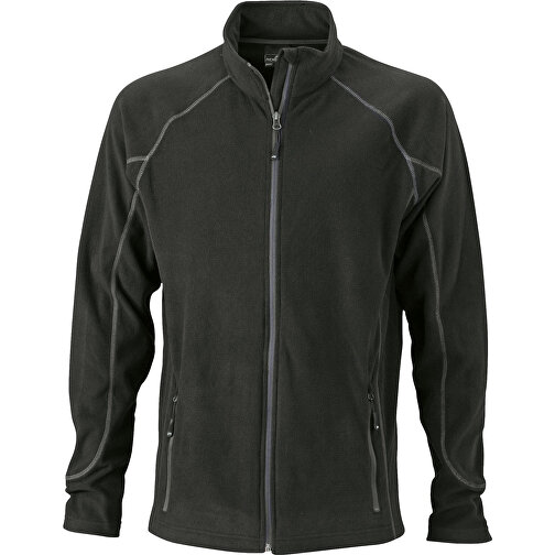 Men’s Structure Fleece Jacket , James Nicholson, schwarz/carbon, 100% Polyester, XXL, , Bild 1
