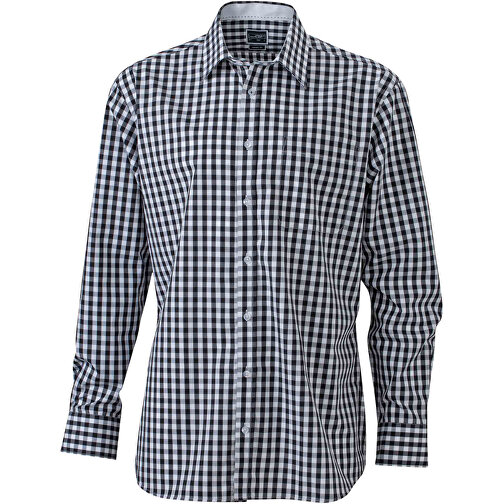 Men’s Checked Shirt , James Nicholson, schwarz/weiss, 100% Baumwolle, L, , Bild 1