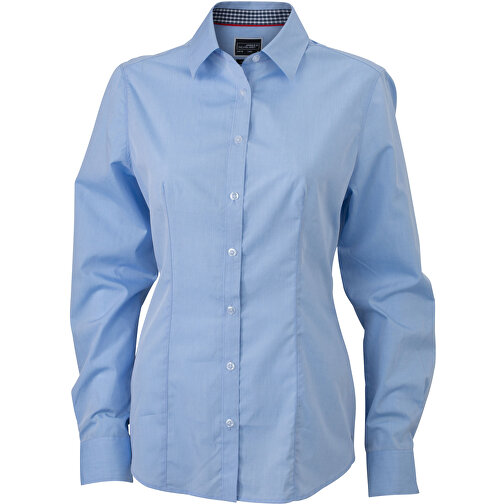 Ladies’ Plain Shirt , James Nicholson, light-blau/navy-weiß, 100% Baumwolle, XS, , Bild 1