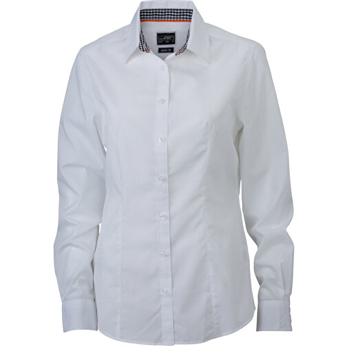 Ladies’ Plain Shirt , James Nicholson, weiß/schwarz-weiß, 100% Baumwolle, XL, , Bild 1