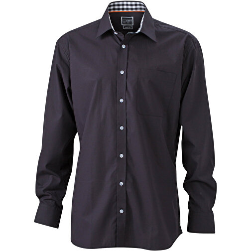 Men’s Plain Shirt , James Nicholson, schwarz/schwarz-weiß, 100% Baumwolle, XXL, , Bild 1