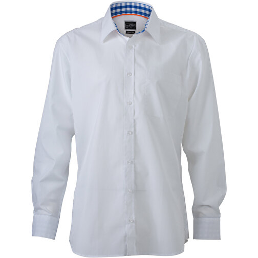 Men’s Plain Shirt , James Nicholson, weiss/royal-weiss, 100% Baumwolle, XL, , Bild 1