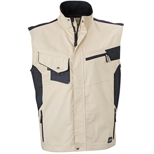 Workwear Vest , James Nicholson, stone/schwarz, 100% Polyamid CORDURA ®, XL, , Bild 1