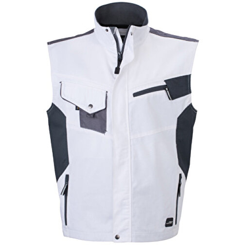 Workwear Vest , James Nicholson, weiss/carbon, 100% Polyamid CORDURA ®, XL, , Bild 1