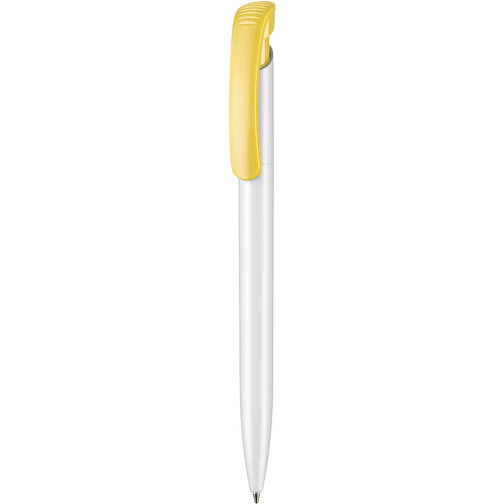 Kugelschreiber CLEAR SHINY , Ritter-Pen, zitronen-gelb/weiß, ABS-Kunststoff, 14,80cm (Länge), Bild 1
