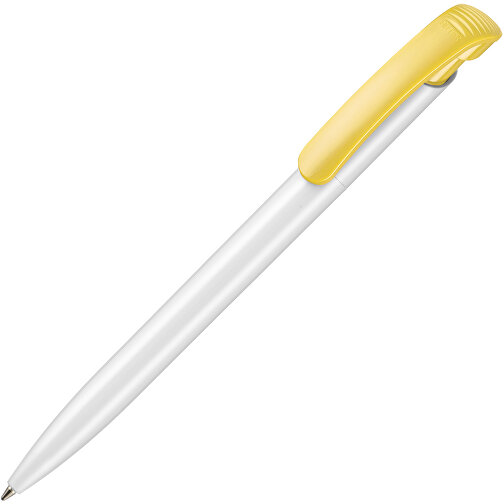 Kugelschreiber CLEAR SHINY , Ritter-Pen, zitronen-gelb/weiß, ABS-Kunststoff, 14,80cm (Länge), Bild 2