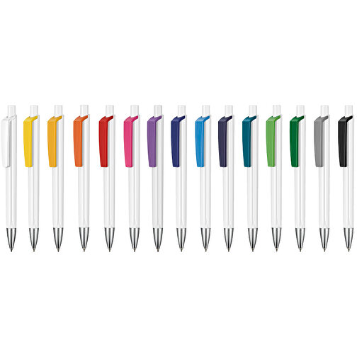 Kugelschreiber TRI-STAR , Ritter-Pen, apricot/weiss, ABS-Kunststoff, 14,00cm (Länge), Bild 4