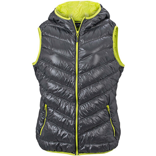 Ladies’ Down Vest , James Nicholson, carbon/acid-gelb, 90% Daunen, 10% Federn, XL, , Bild 1
