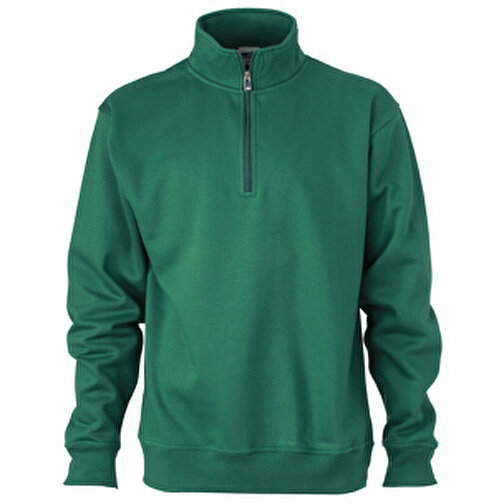 Workwear Half Zip Sweat , James Nicholson, dark-grün, 70% Baumwolle, gekämmt, 30% Polyester, M, , Bild 1