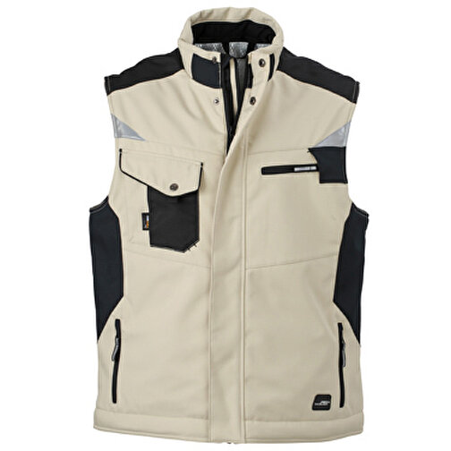 Craftsmen Softshell Vest , James Nicholson, stone/schwarz, 100% Polyester, 3XL, , Bild 1