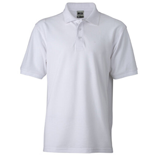 Men’s Workwear Polo , James Nicholson, weiss, 50% Baumwolle, gekämmt, 50% Polyester, XL, , Bild 1