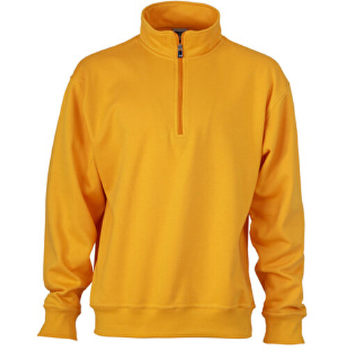 Workwear Half Zip Sweat , James Nicholson, gold-gelb, 70% Baumwolle, gekämmt, 30% Polyester, M, , Bild 1