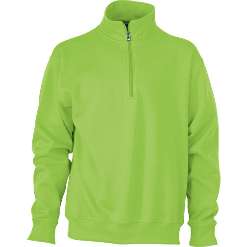 Workwear Half Zip Sweat , James Nicholson, lime-grün, 70% Baumwolle, gekämmt, 30% Polyester, S, , Bild 1