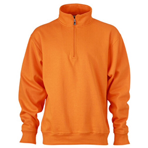 Workwear Half Zip Sweat , James Nicholson, orange, 70% Baumwolle, gekämmt, 30% Polyester, XXL, , Bild 1