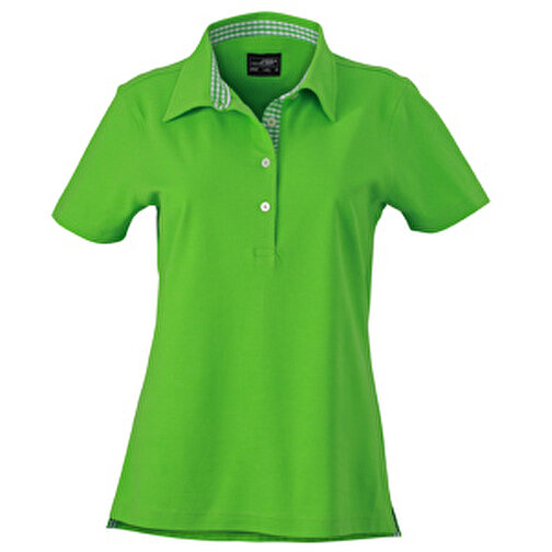 Ladies’ Plain Polo , James Nicholson, lime-grün/lime-grün-weiß, 100% Baumwolle, gekämmt, XL, , Bild 1