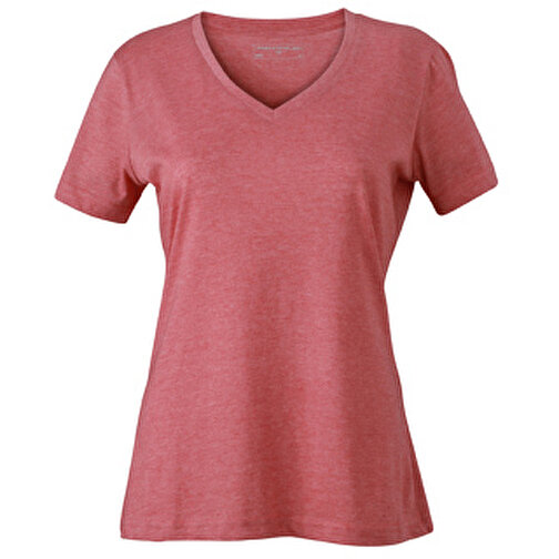 Ladies’ Heather T-Shirt , James Nicholson, rot-melange, 65% Polyester, 35% Baumwolle, M, , Bild 1