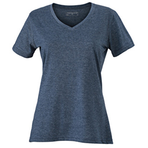 Ladies’ Heather T-Shirt , James Nicholson, blau-melange, 65% Polyester, 35% Baumwolle, M, , Bild 1