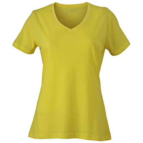 Ladies’ Heather T-Shirt , James Nicholson, gelb-melange, 65% Polyester, 35% Baumwolle, S, , Bild 1