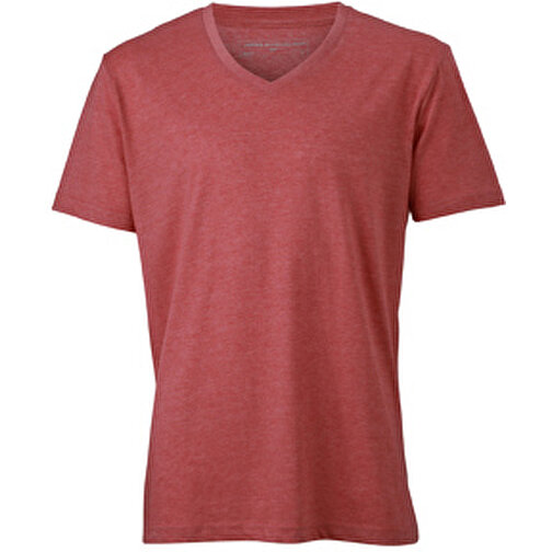 Men’s Heather T-Shirt , James Nicholson, rot-melange, 65% Polyester, 35% Baumwolle, S, , Bild 1