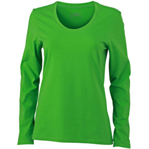 Ladies’ Stretch Shirt Long-Sleeved , James Nicholson, lime-grün, 95% Baumwolle, gekämmt, ringgesponnen, 5% Elasthan, S, , Bild 1