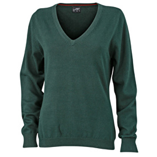 Ladies’ V-Neck Pullover , James Nicholson, forest-grün, 100% Baumwolle, gekämmt, XL, , Bild 1