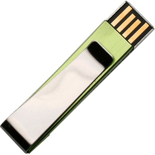 USB-Stick PAPER CLIP 1GB , Promo Effects MB , grün MB , 1 GB , Aluminium MB , 3 - 10 MB/s MB , 5,50cm x 1,25cm (Länge x Breite), Bild 1