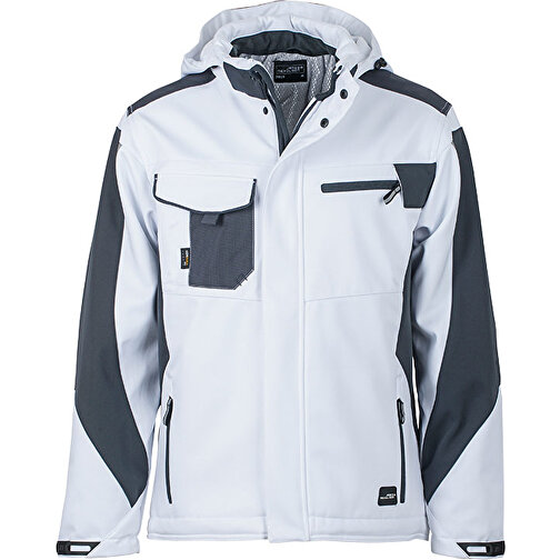 Craftsmen Softshell Jacket , James Nicholson, weiß/carbon, 100% Polyester, XL, , Bild 1