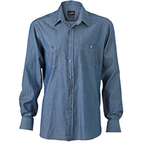 Men’s Denim Shirt , James Nicholson, light-denim, 100% Baumwolle, gekämmt, M, , Bild 1