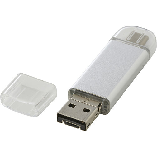 OTG USB Typ-C Stick Aluminium , silber MB , 1 GB , Aluminium MB , 6,30cm x 1,60cm x 0,50cm (Länge x Höhe x Breite), Bild 1